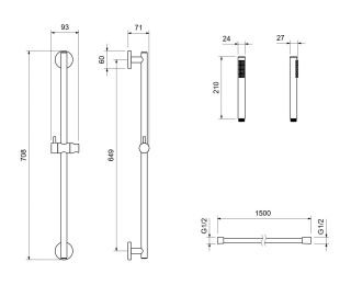 Душевой гарнитур Aquatek Европа AQ2012BGM шлифованный чёрный хром